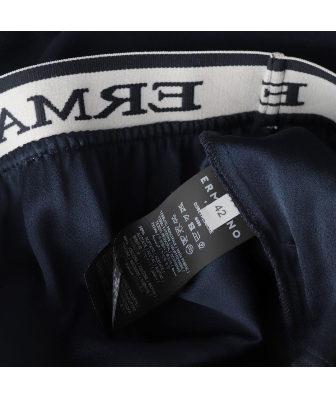 ERMANNO FIRENZE Темно-синие ацетатные брюки узкие, фото 6