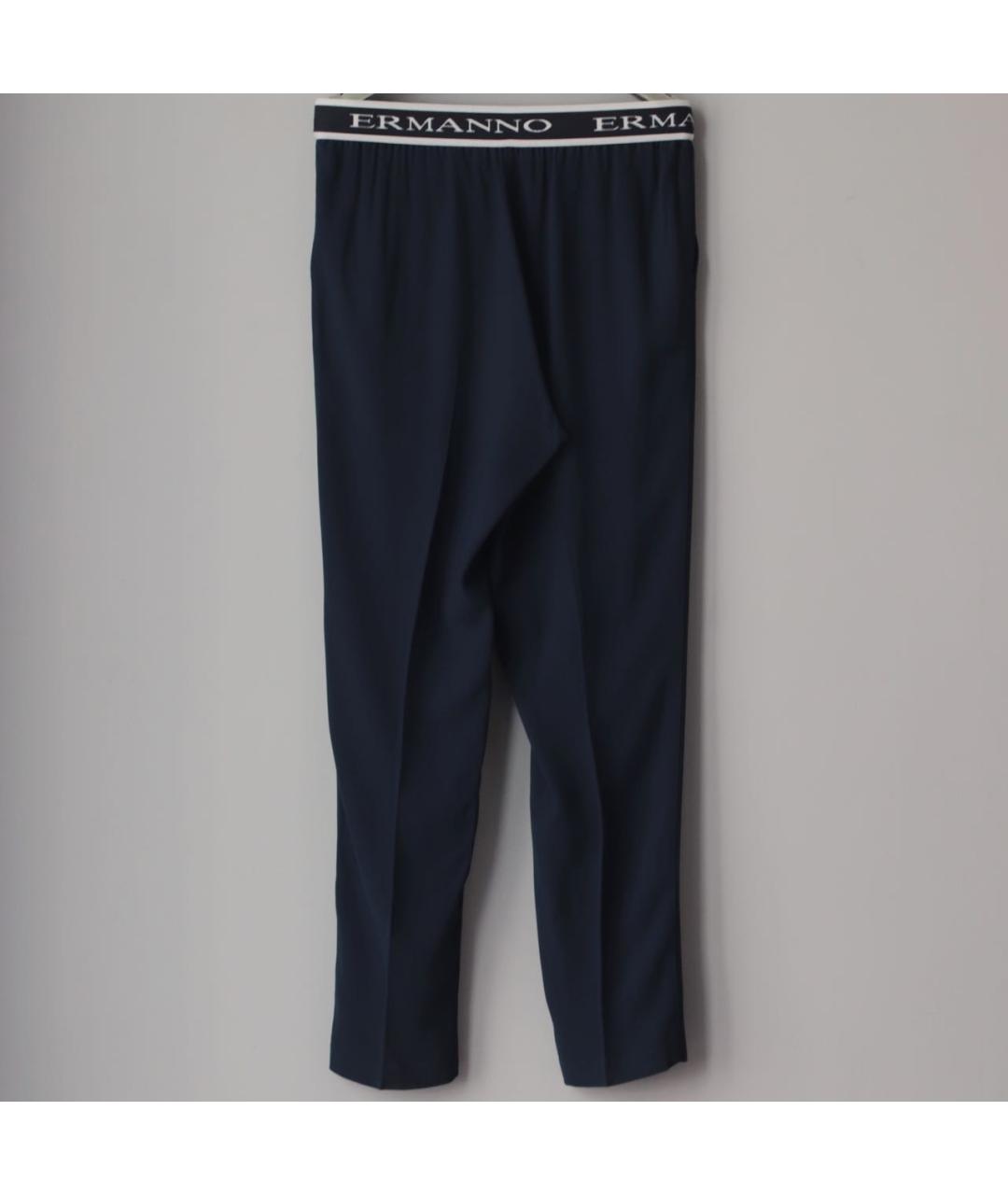 ERMANNO FIRENZE Темно-синие ацетатные брюки узкие, фото 3
