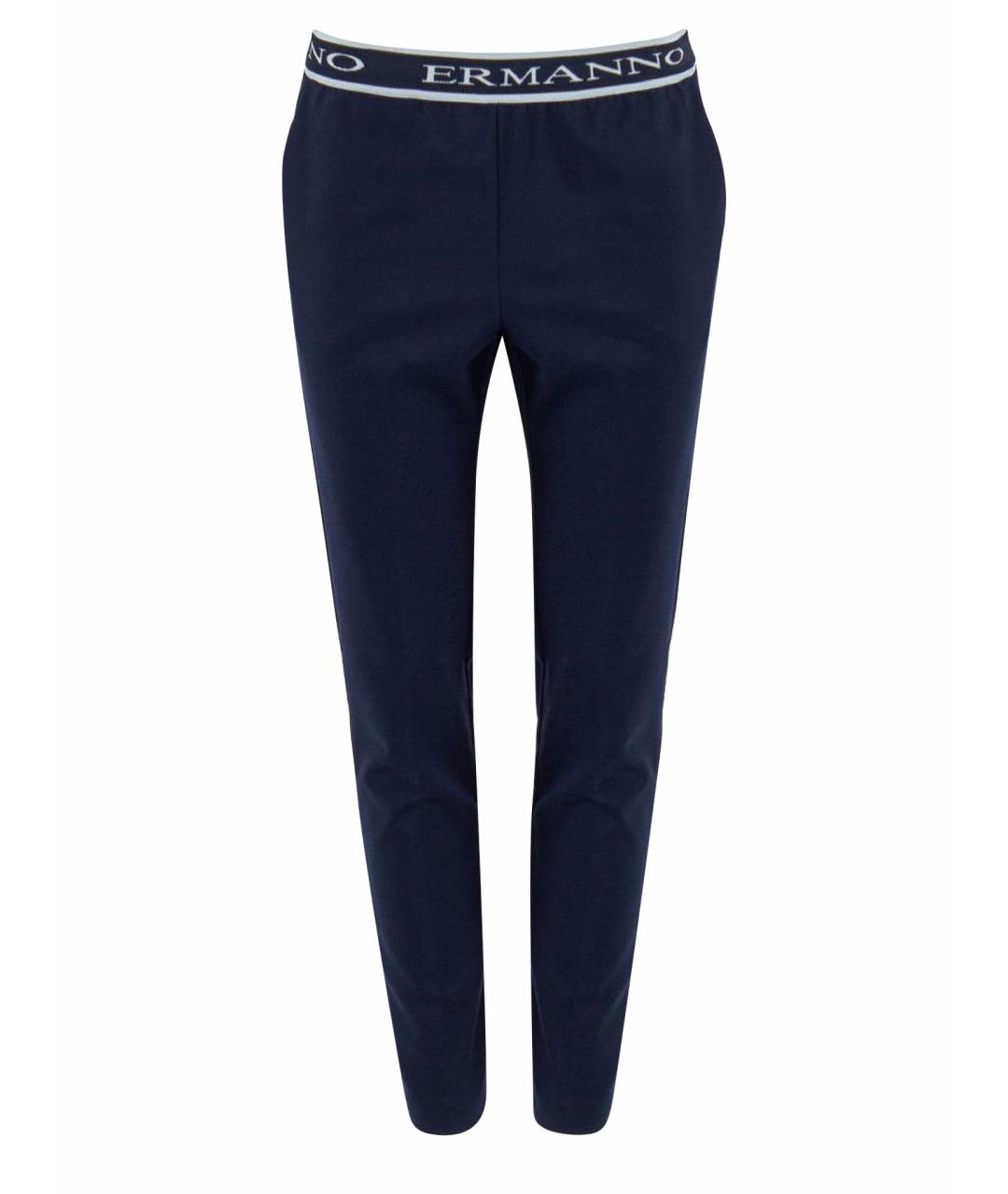 ERMANNO FIRENZE Темно-синие ацетатные брюки узкие, фото 1