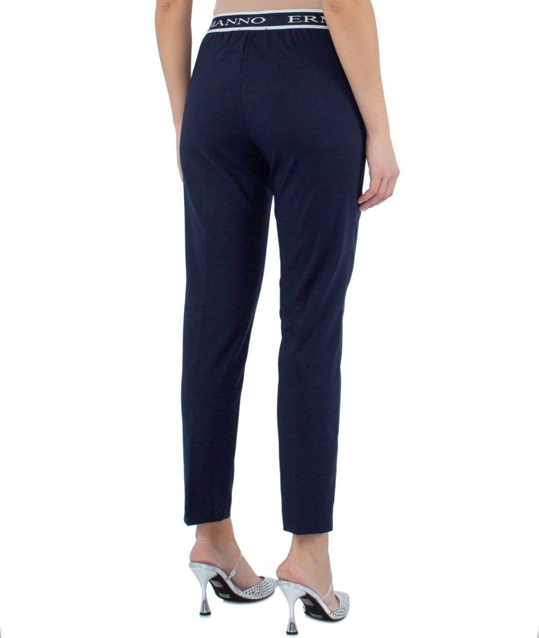 ERMANNO FIRENZE Темно-синие ацетатные брюки узкие, фото 8