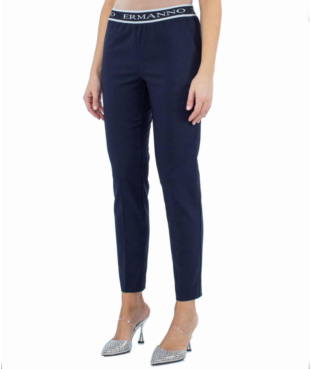 ERMANNO FIRENZE Темно-синие ацетатные брюки узкие, фото 7