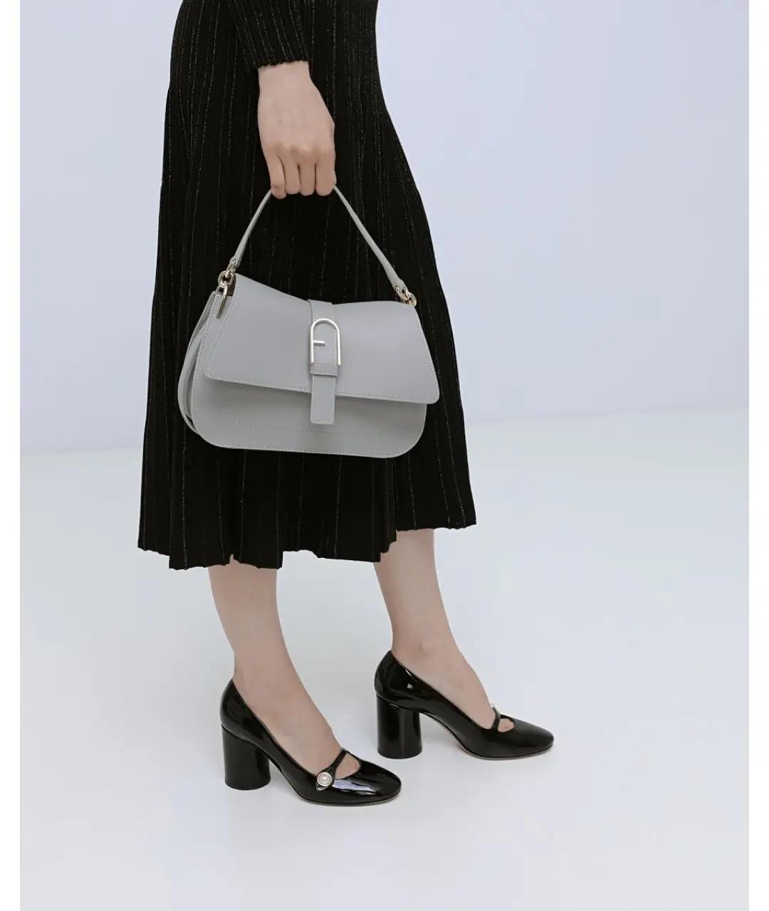 FURLA Серая кожаная сумка через плечо, фото 6