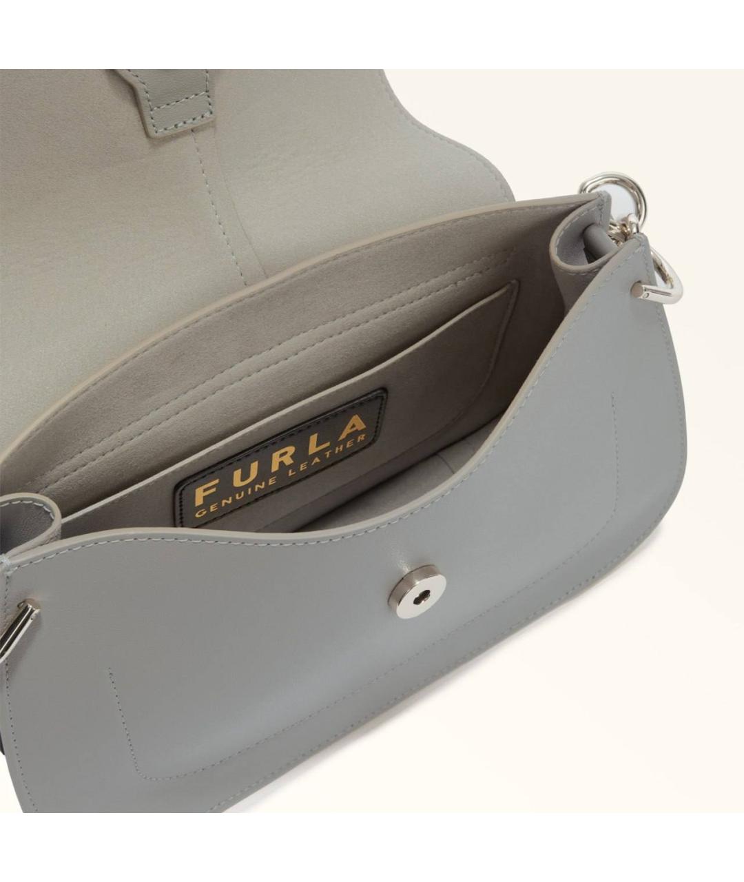 FURLA Серая кожаная сумка через плечо, фото 5