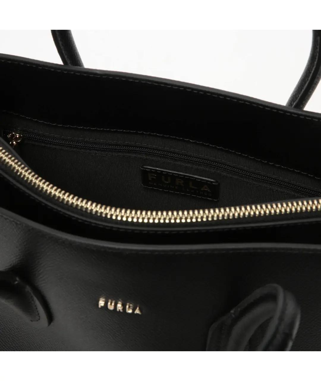 FURLA Черная кожаная сумка тоут, фото 4