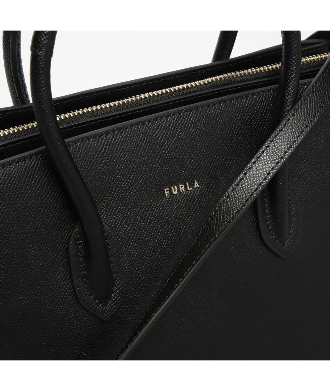 FURLA Черная кожаная сумка тоут, фото 3