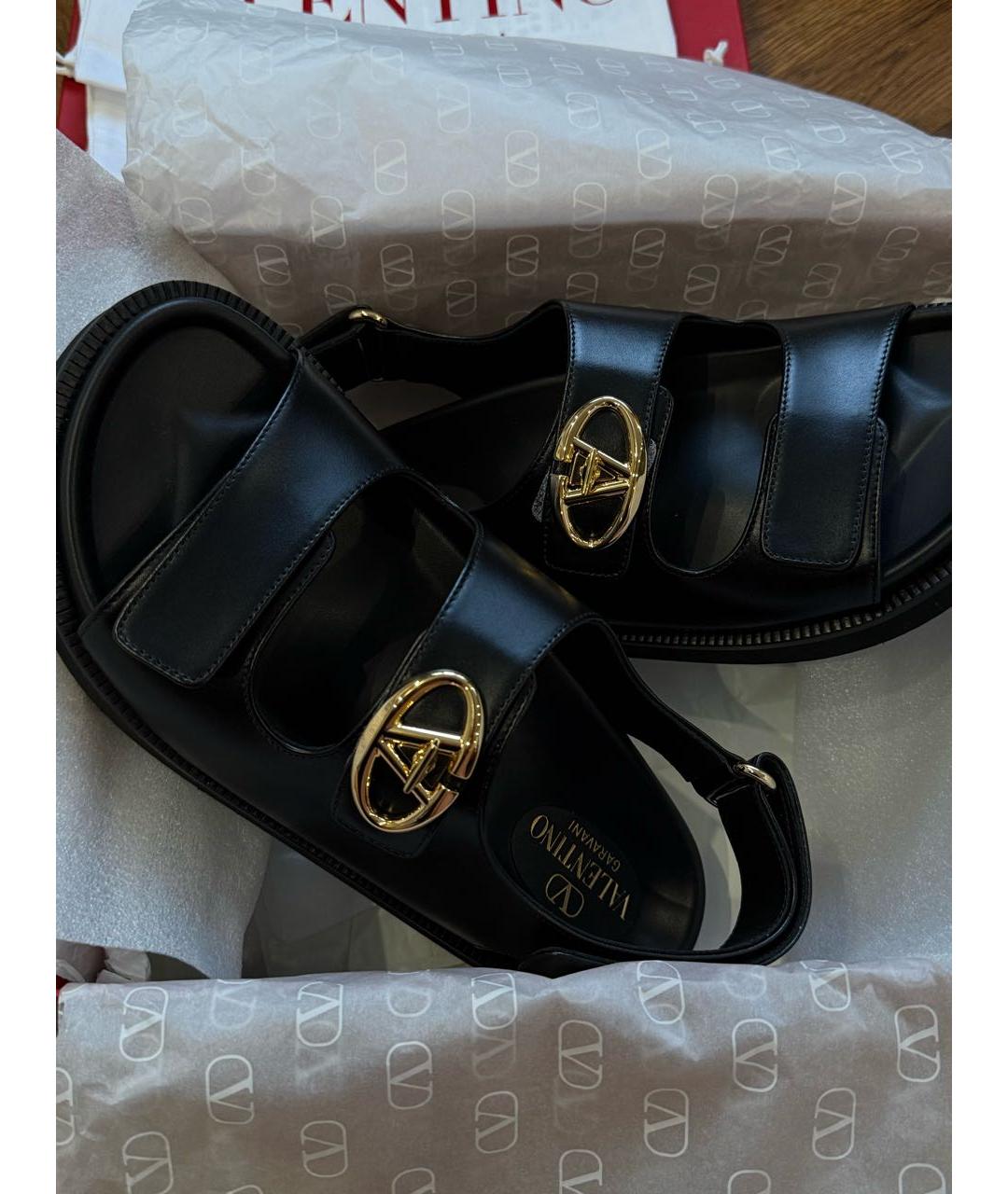 VALENTINO Черные кожаные сандалии, фото 7