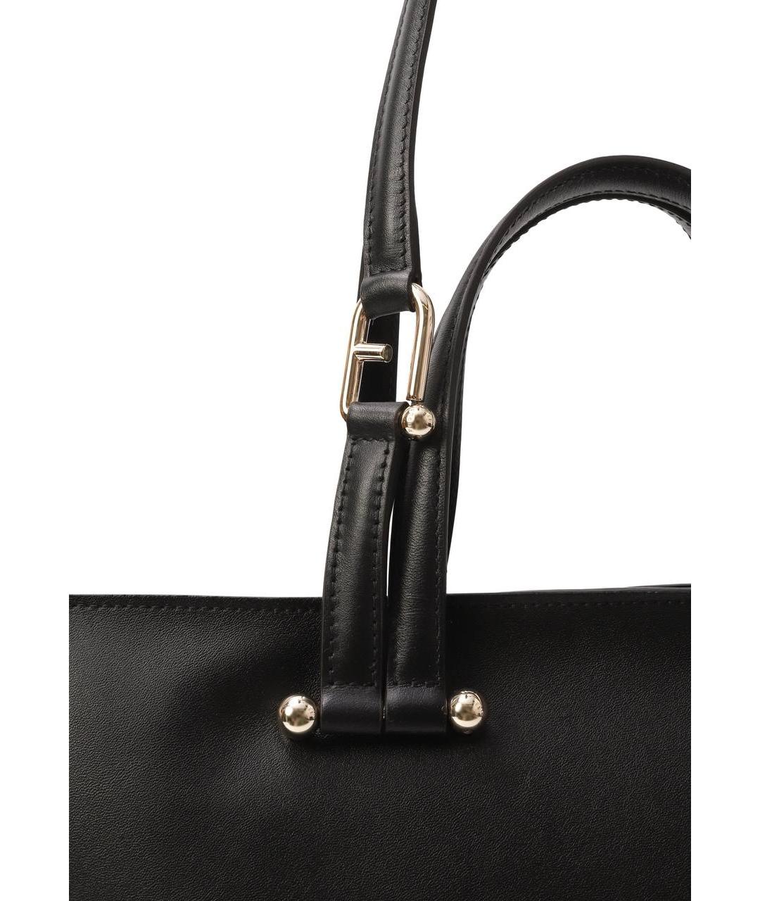 FURLA Черная кожаная сумка тоут, фото 2