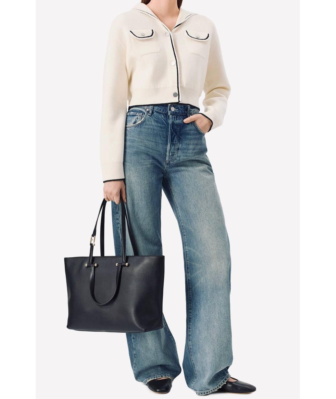 FURLA Черная кожаная сумка тоут, фото 3