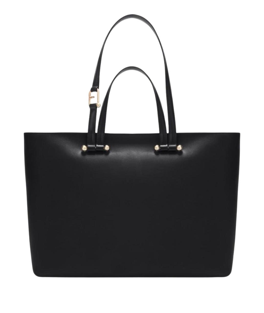 FURLA Черная кожаная сумка тоут, фото 1