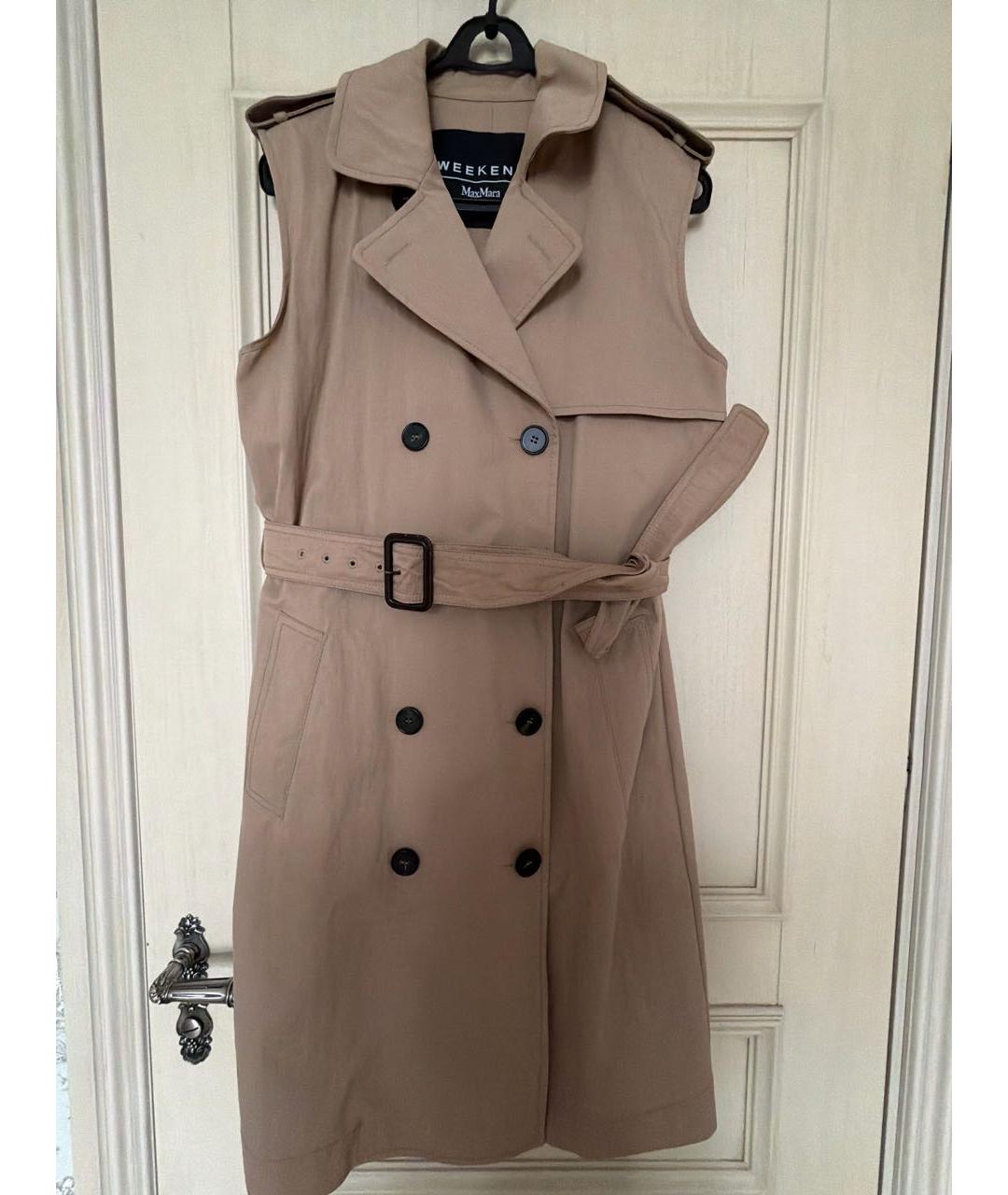 WEEKEND MAX MARA Бежевый хлопковый тренч/плащ, фото 5