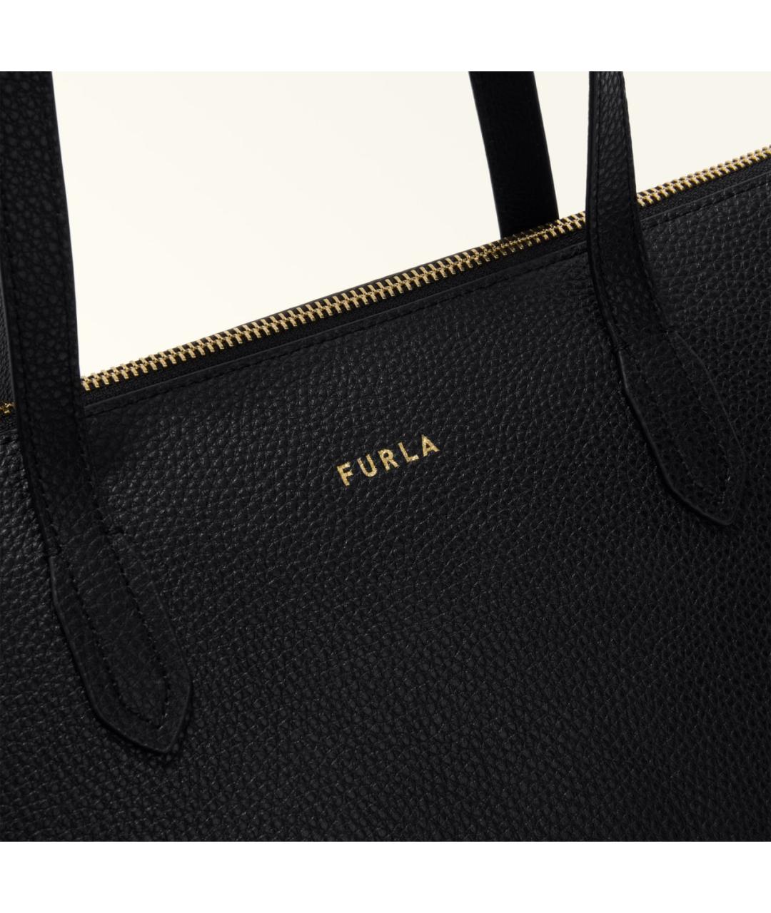 FURLA Черная кожаная сумка тоут, фото 3