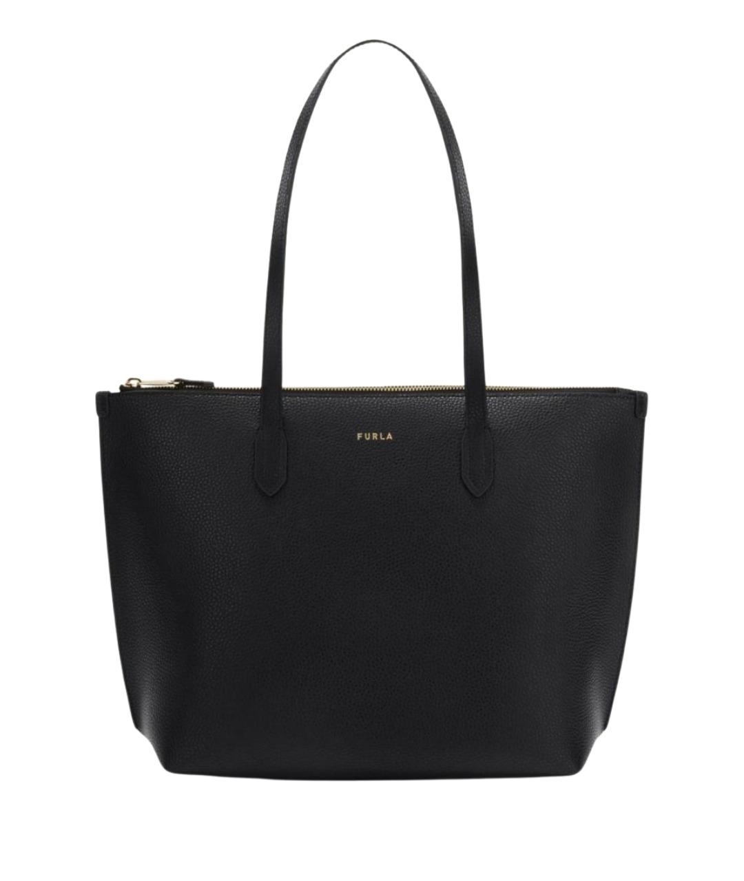 FURLA Черная кожаная сумка тоут, фото 1