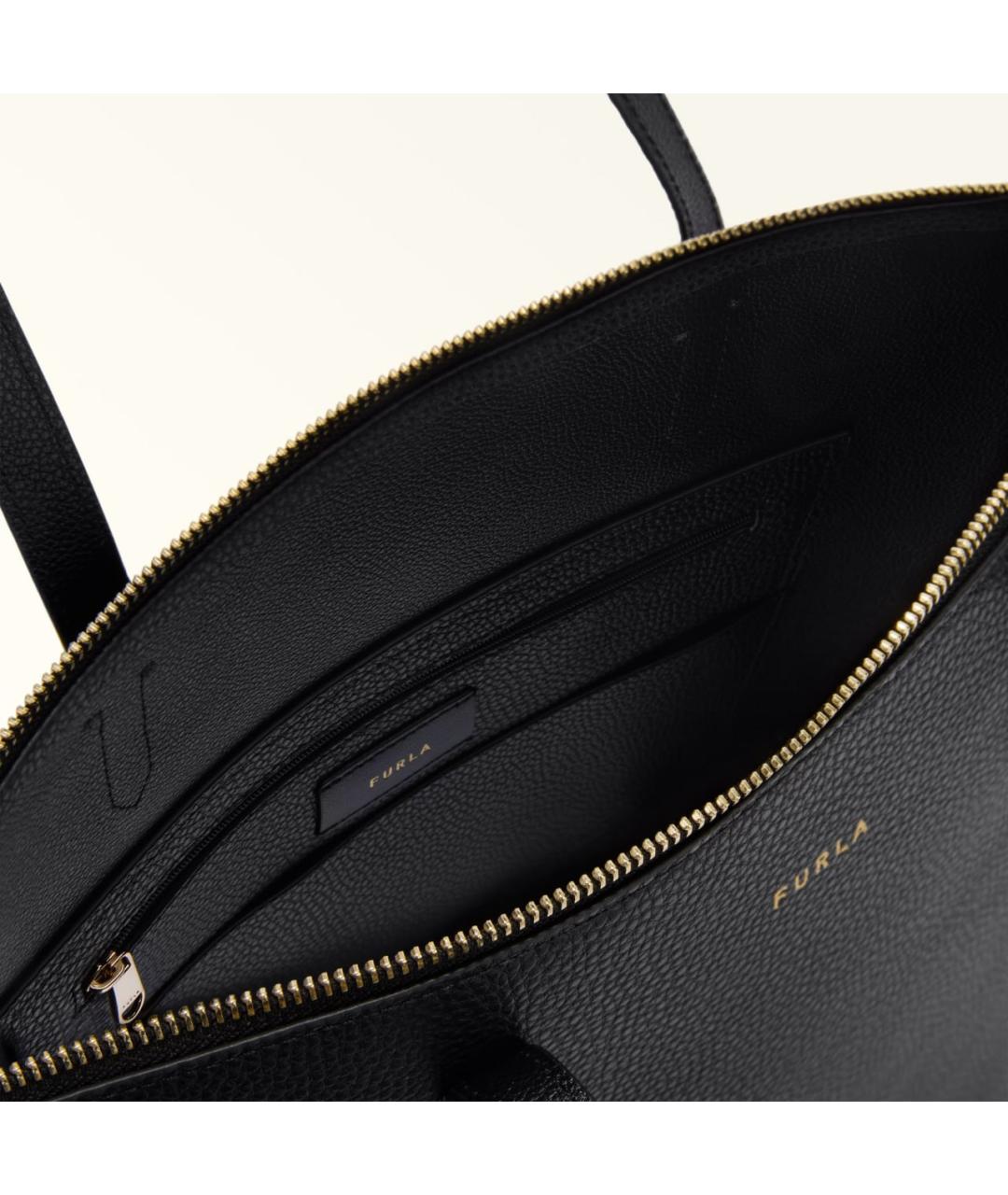 FURLA Черная кожаная сумка тоут, фото 4