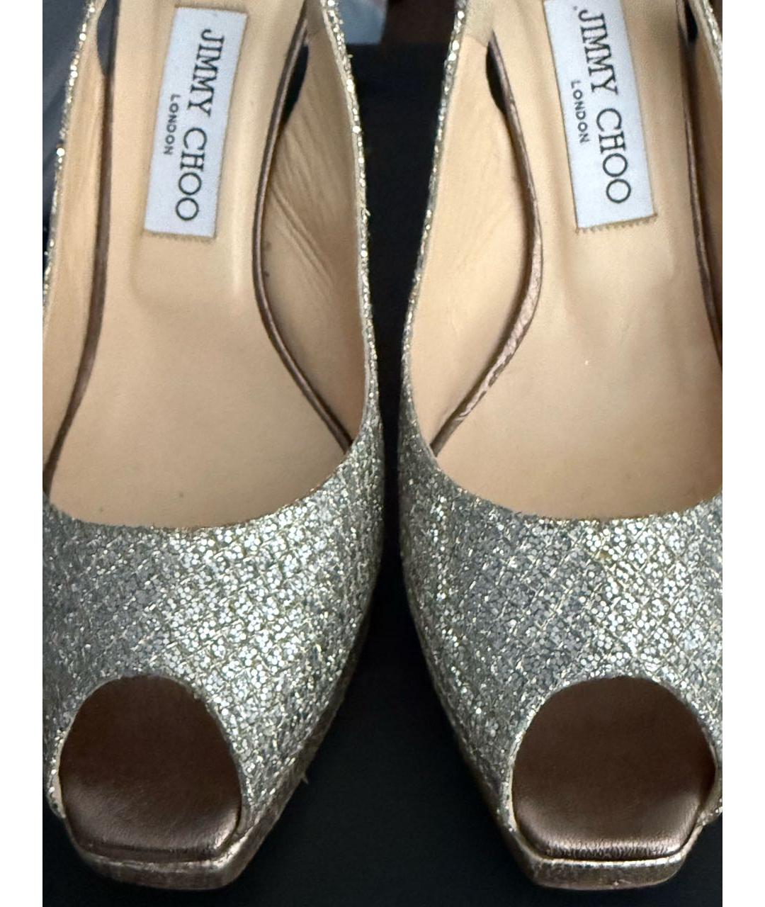 JIMMY CHOO Золотые кожаные босоножки, фото 5