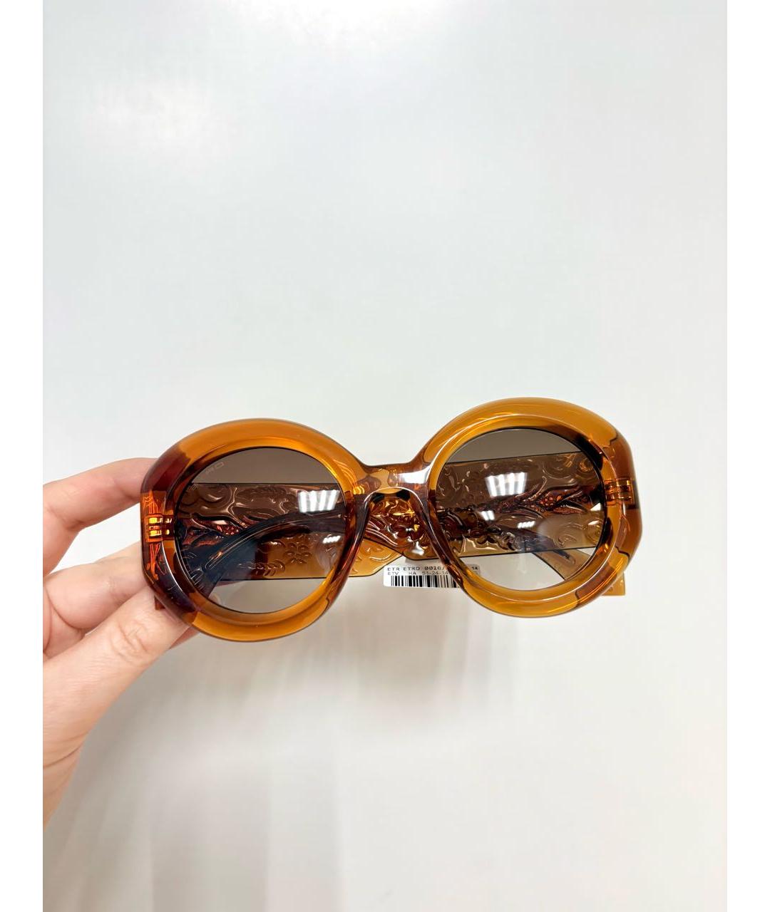 ETRO Золотые пластиковые солнцезащитные очки, фото 6