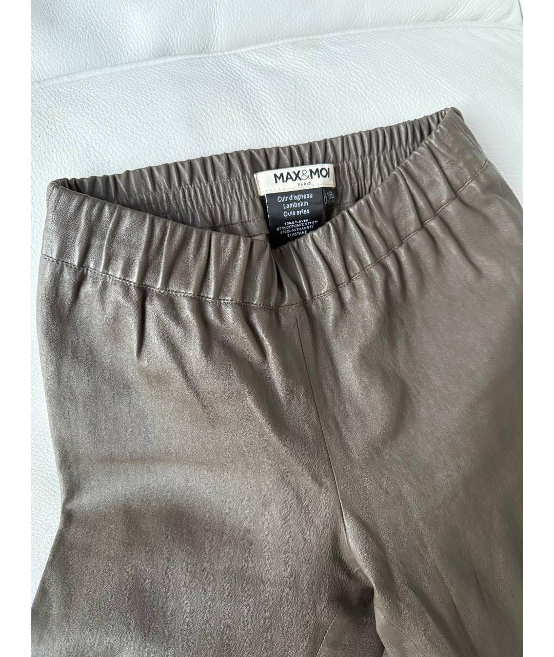 MAX&CO Хаки кожаные леггинсы и велосипедки, фото 4