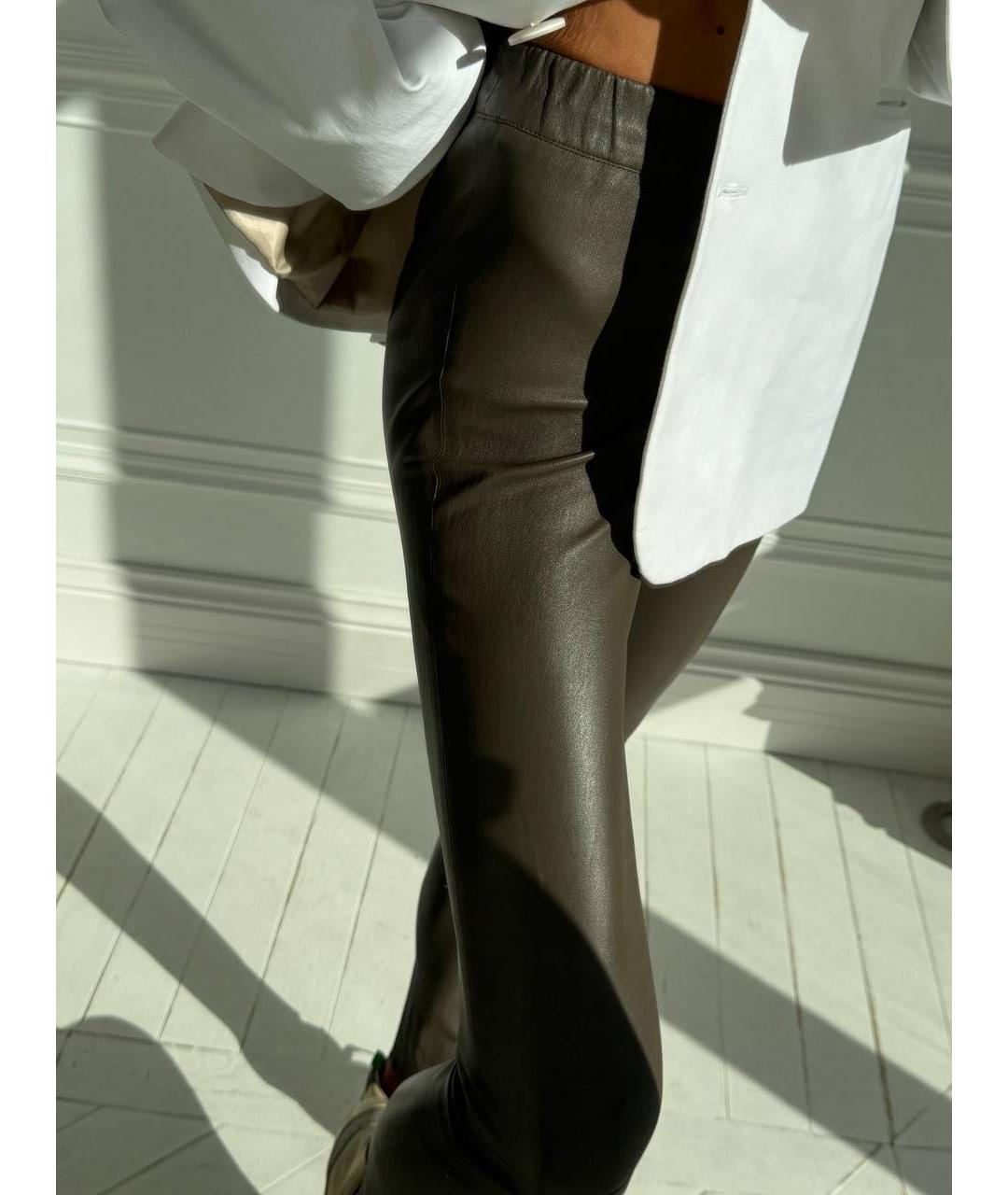 MAX&CO Хаки кожаные леггинсы и велосипедки, фото 2