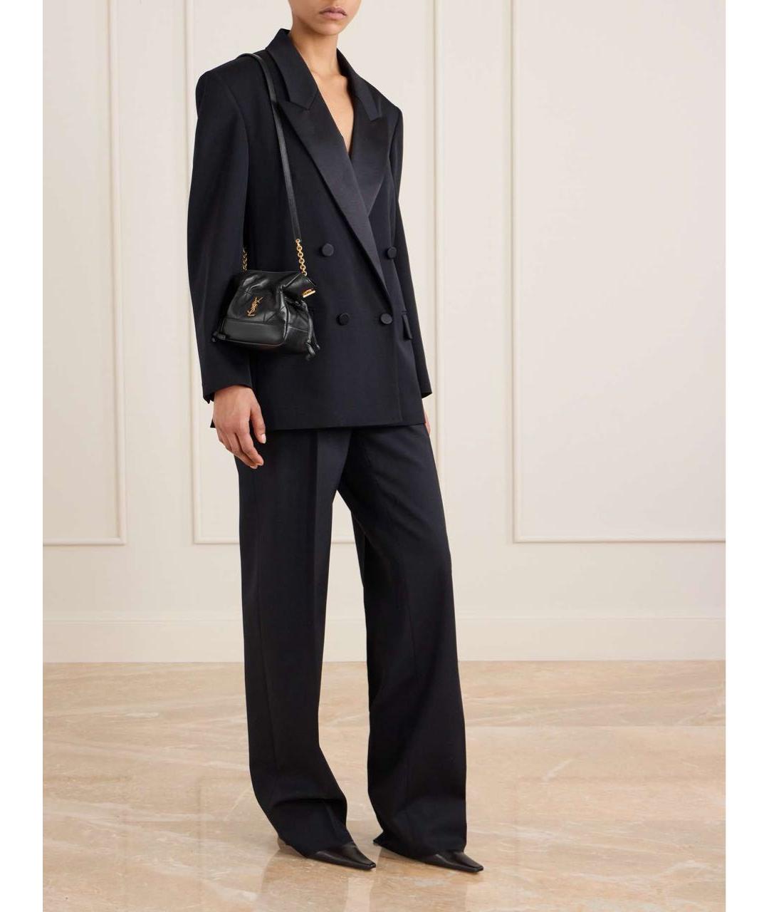 SAINT LAURENT Черная кожаная сумка через плечо, фото 2