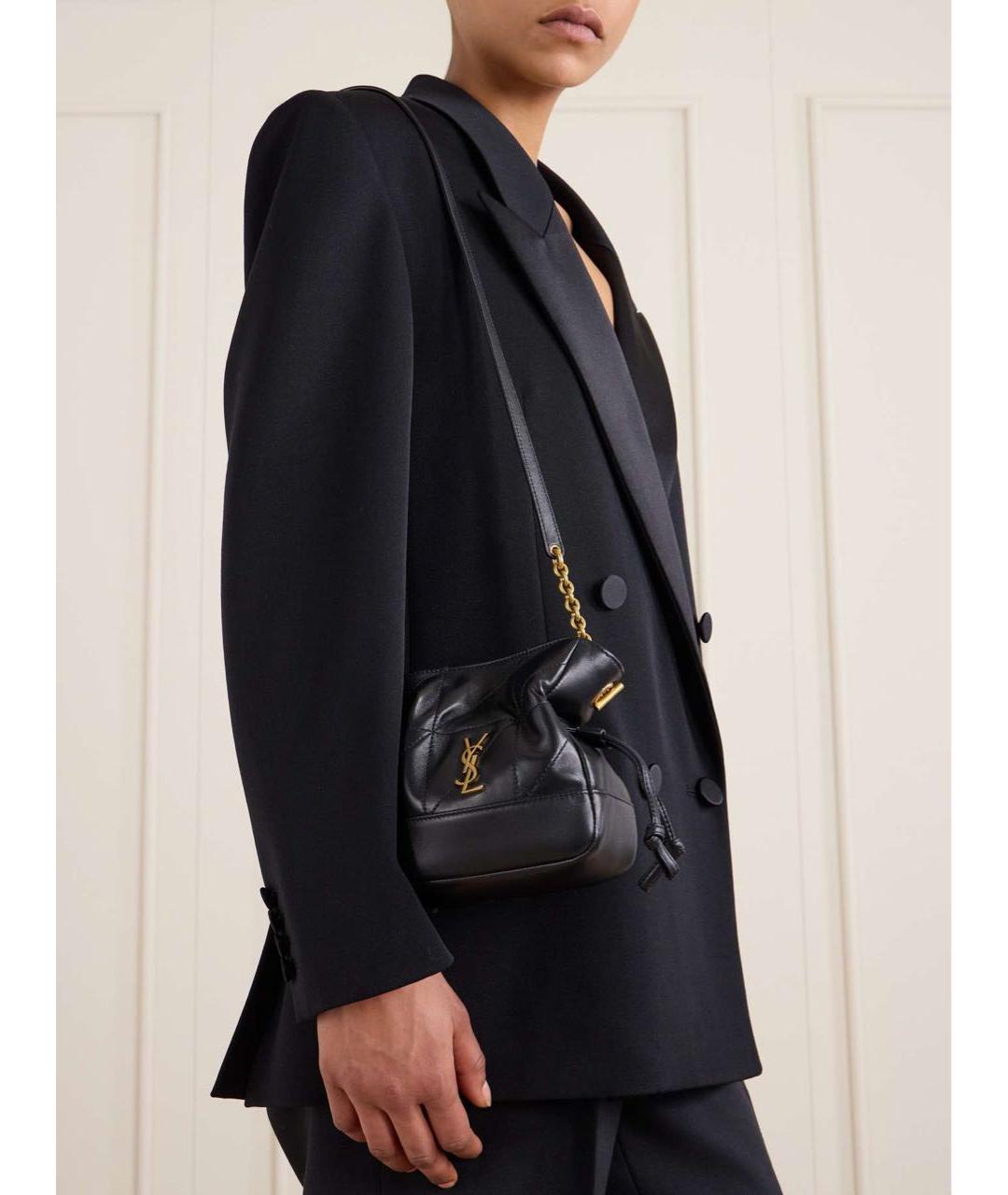SAINT LAURENT Черная кожаная сумка через плечо, фото 3