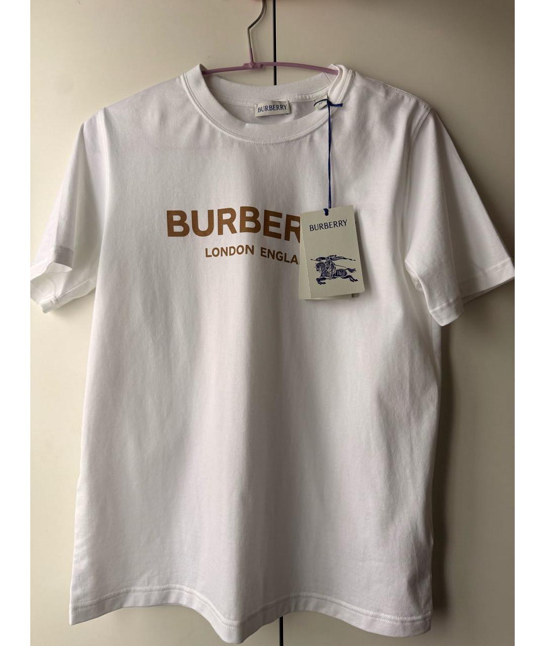 BURBERRY Белая хлопковая футболка, фото 3