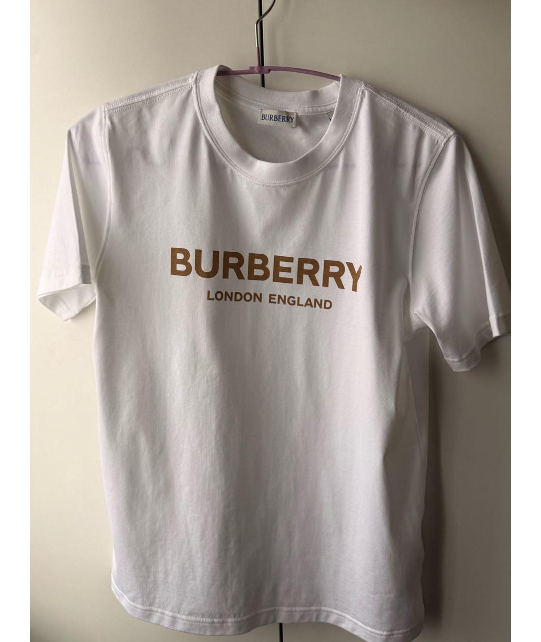 BURBERRY Белая хлопковая футболка, фото 4