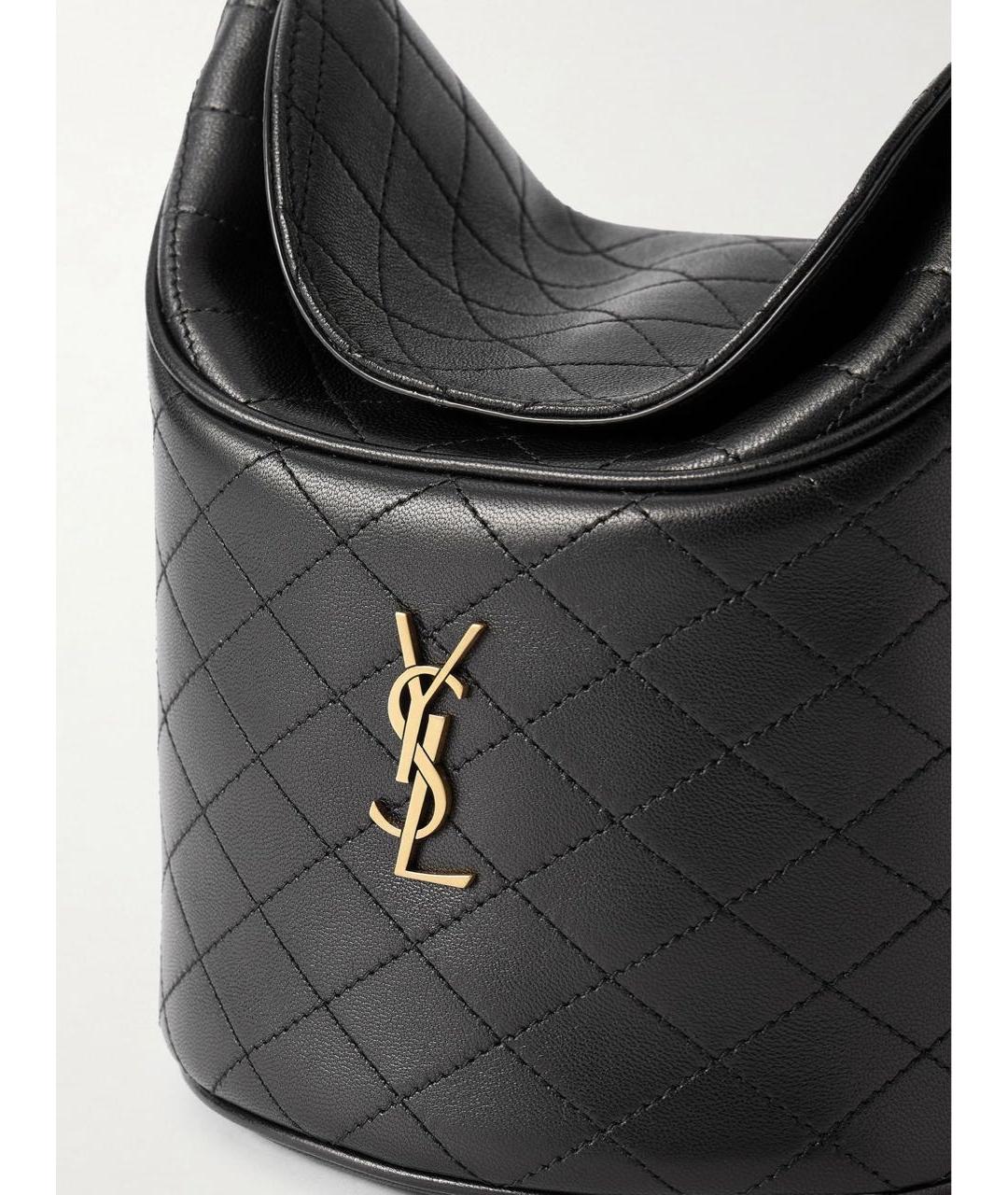 SAINT LAURENT Черная кожаная сумка с короткими ручками, фото 4