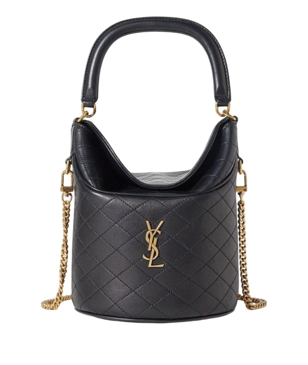 SAINT LAURENT Черная кожаная сумка с короткими ручками, фото 1