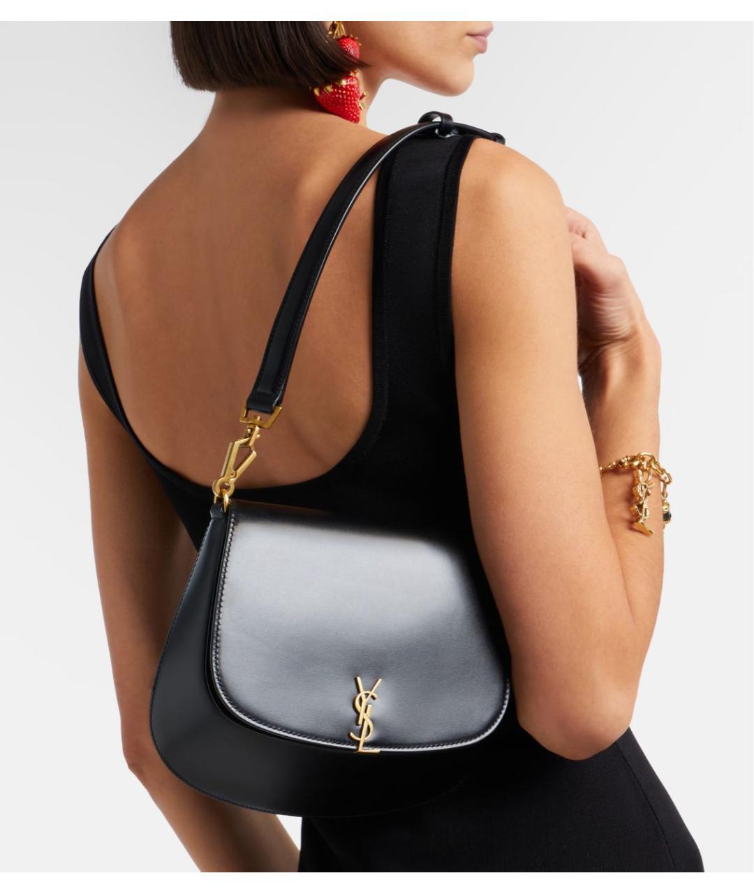 SAINT LAURENT Черная кожаная сумка через плечо, фото 6