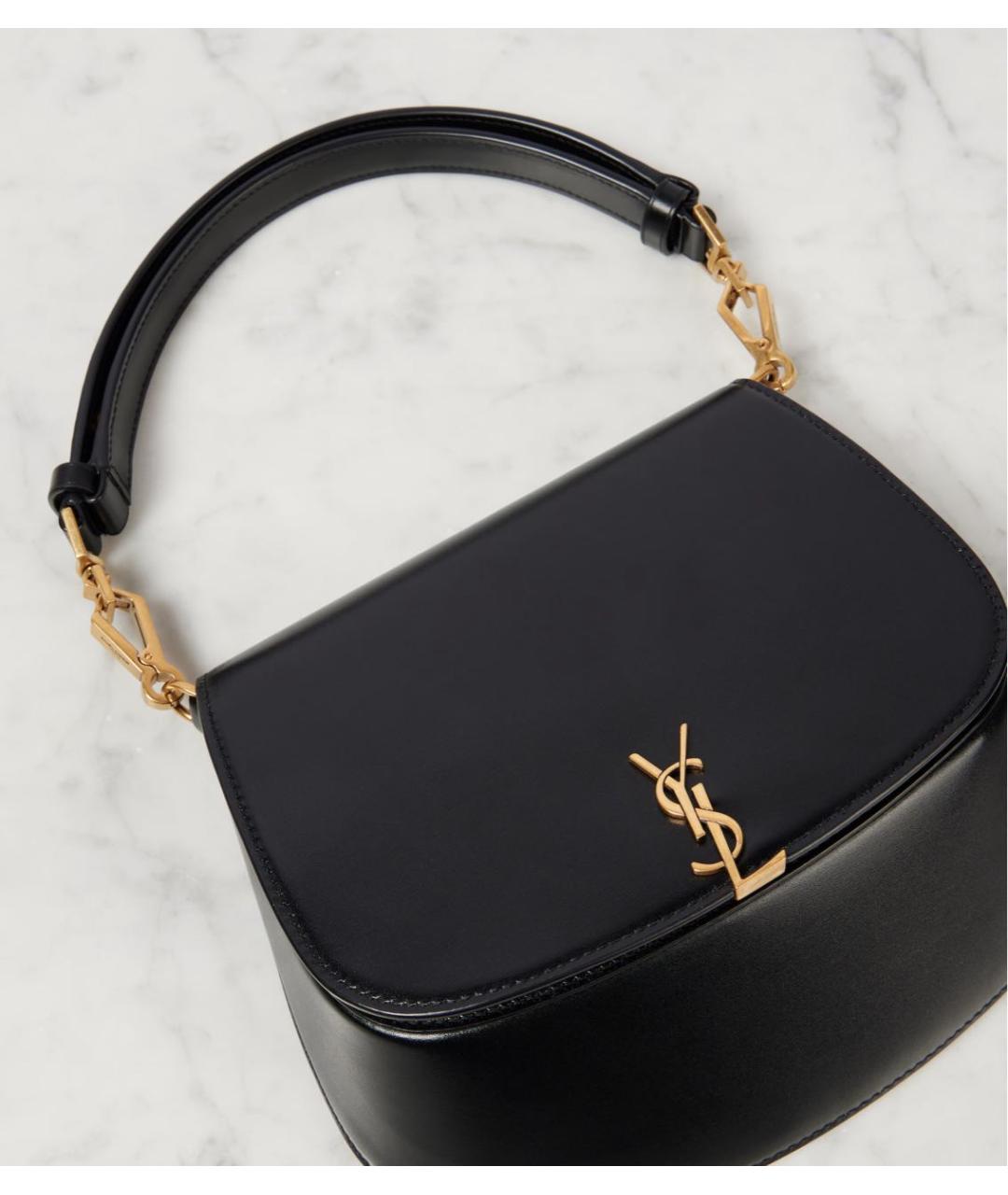 SAINT LAURENT Черная кожаная сумка через плечо, фото 5