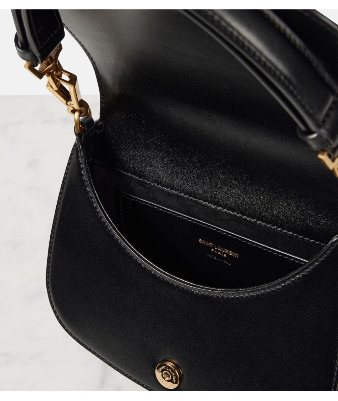 SAINT LAURENT Черная кожаная сумка через плечо, фото 3