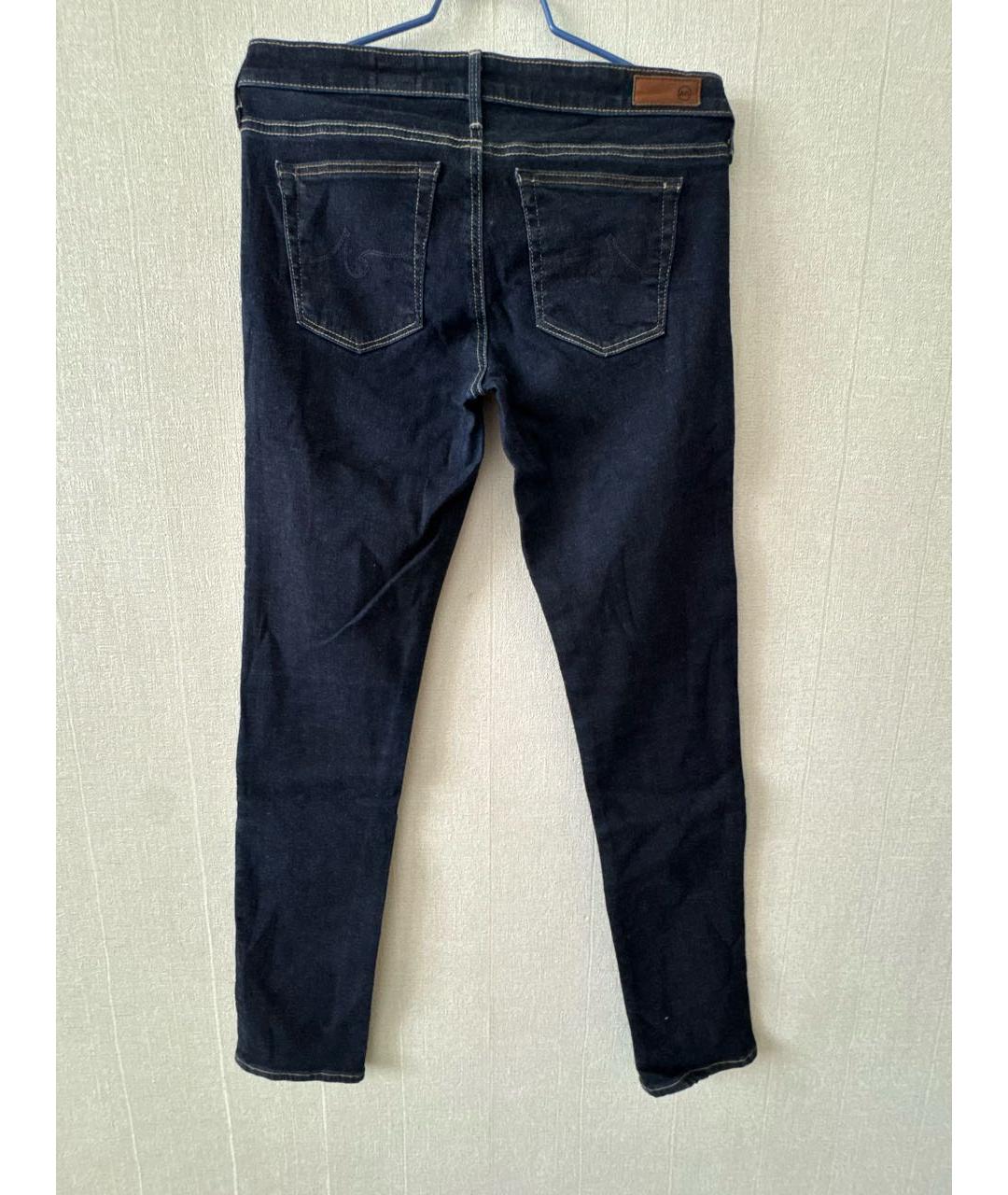 AG JEANS Темно-синие хлопко-эластановые джинсы слим, фото 2