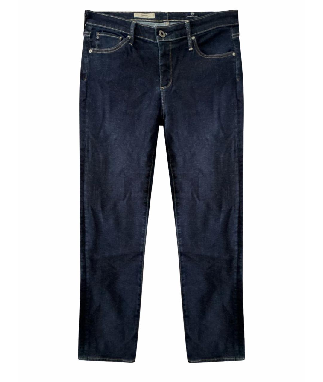 AG JEANS Темно-синие хлопко-эластановые джинсы слим, фото 1