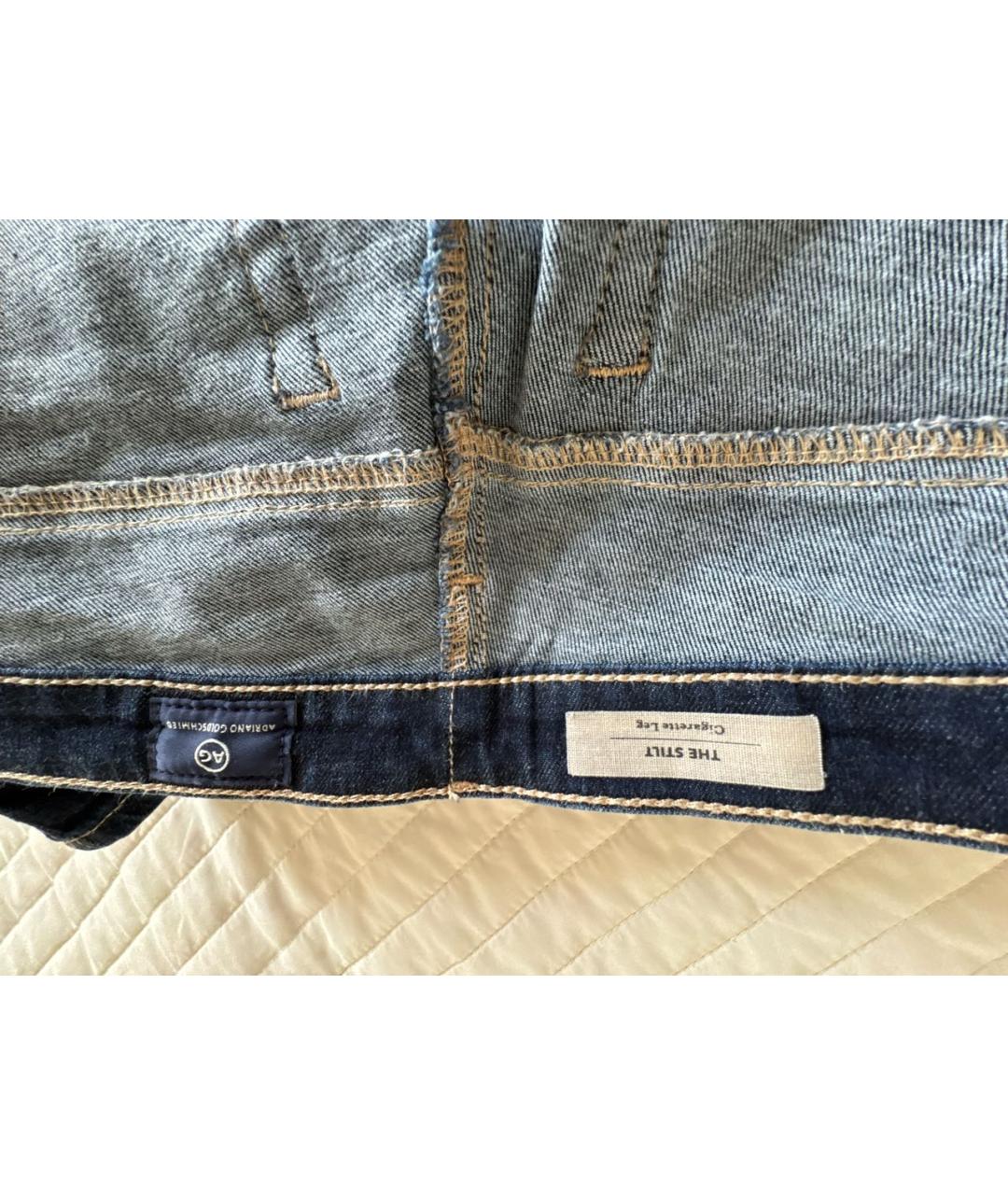 AG JEANS Темно-синие хлопко-эластановые джинсы слим, фото 3