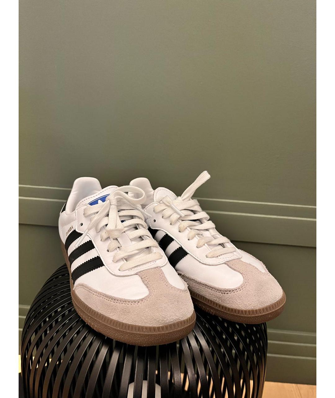 ADIDAS Белые кожаные кеды, фото 2