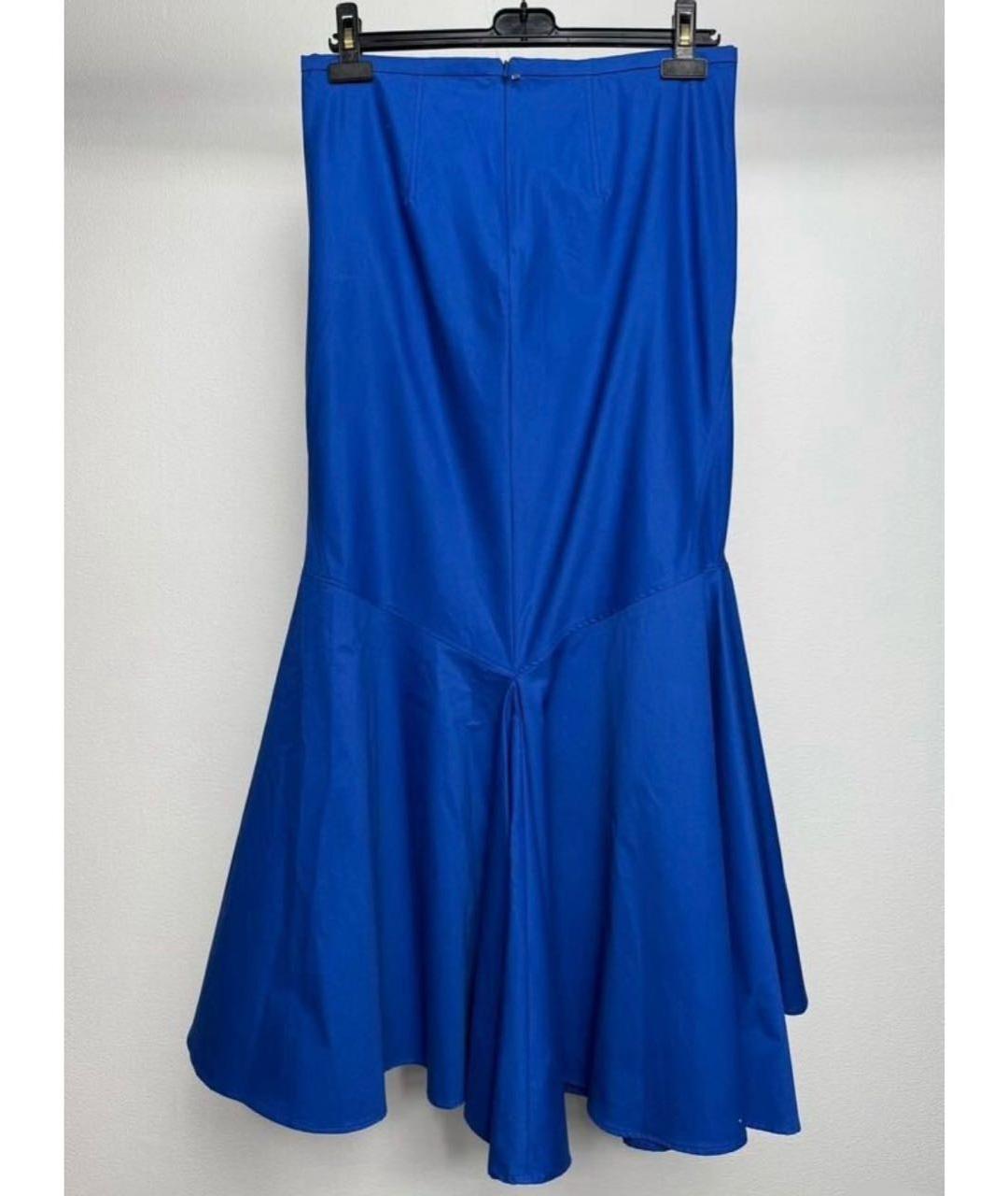 SPORTMAX Синяя хлопковая юбка миди, фото 2