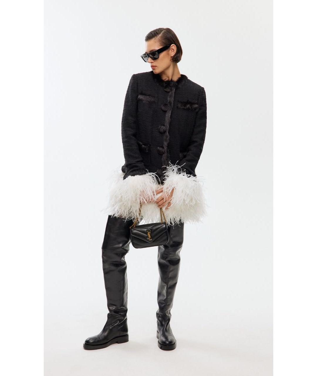 SAINT LAURENT Черная кожаная сумка через плечо, фото 2