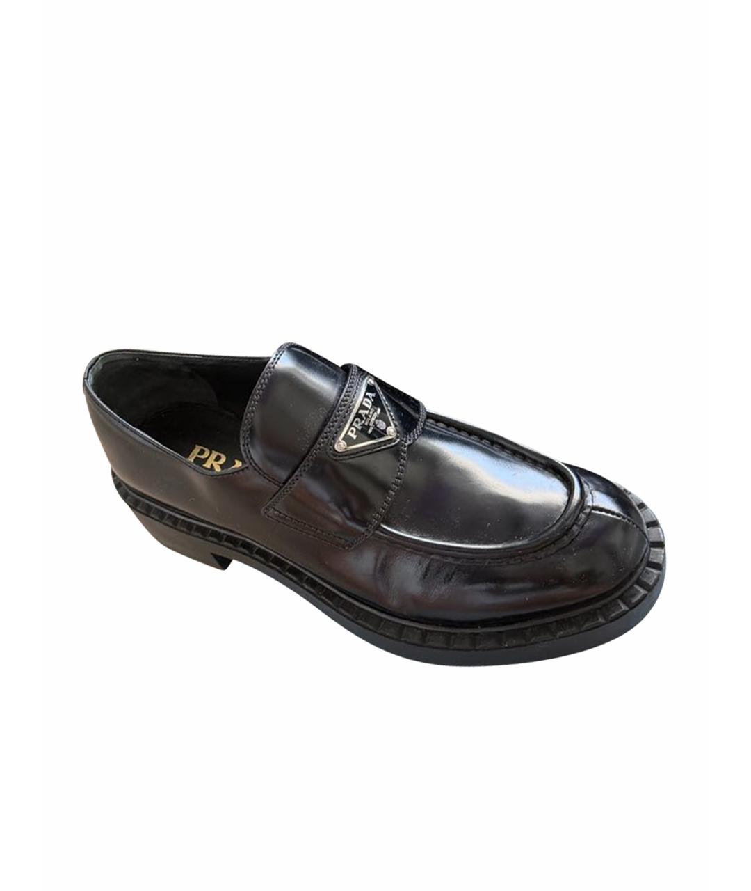 PRADA Черные кожаные лоферы, фото 1
