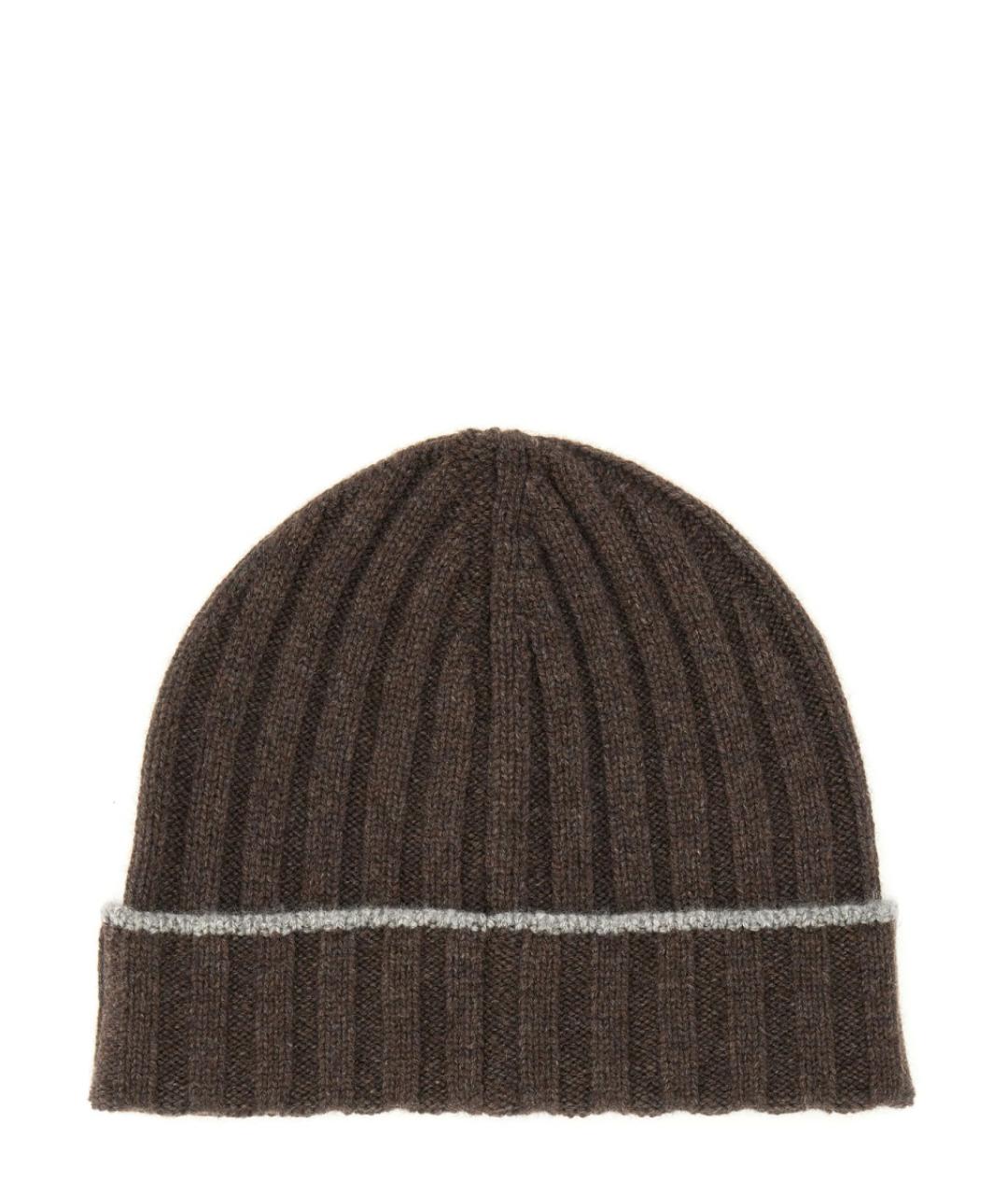 BRUNELLO CUCINELLI Коричневая кашемировая шапка, фото 2