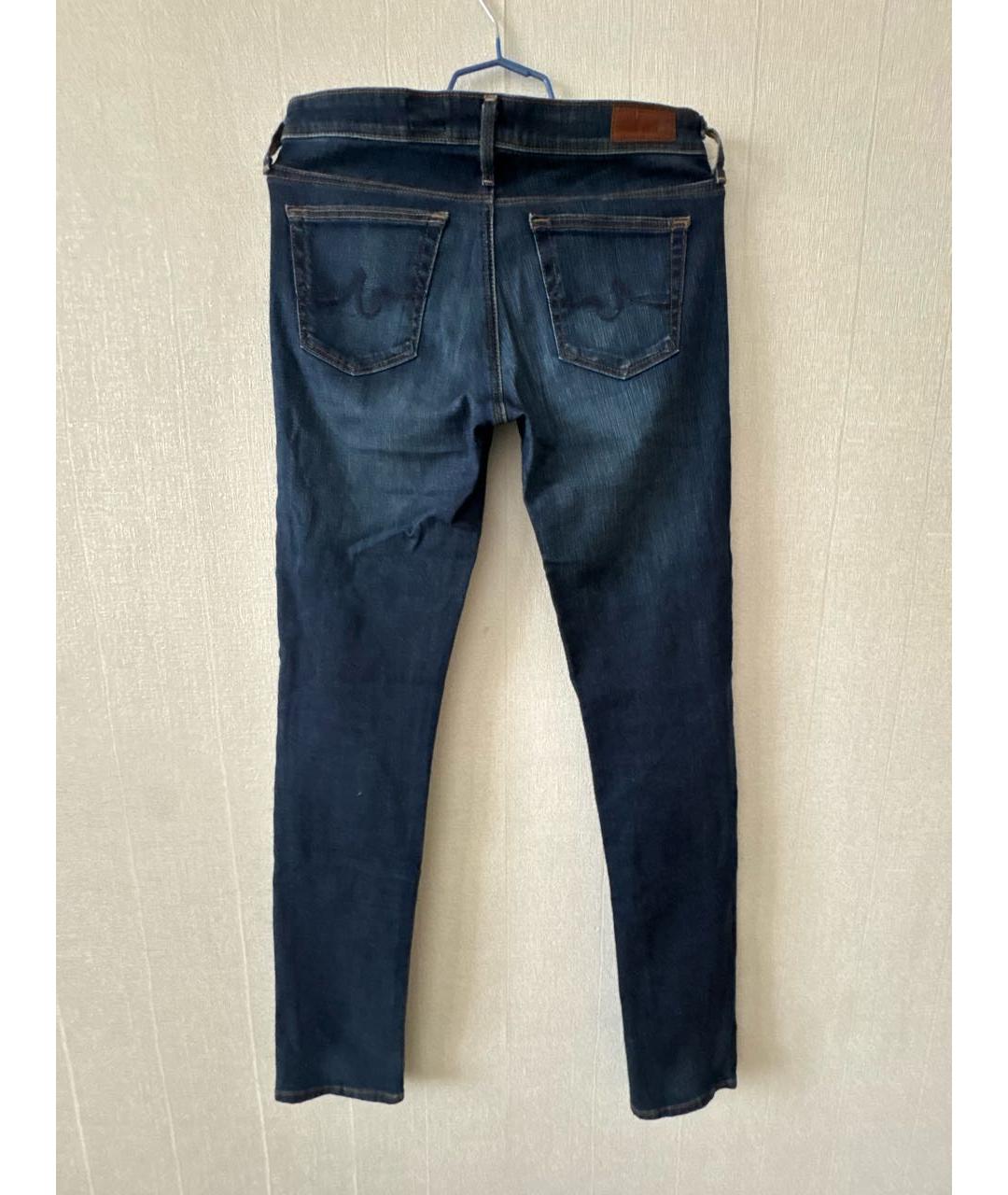 AG JEANS Темно-синие хлопко-эластановые джинсы слим, фото 2