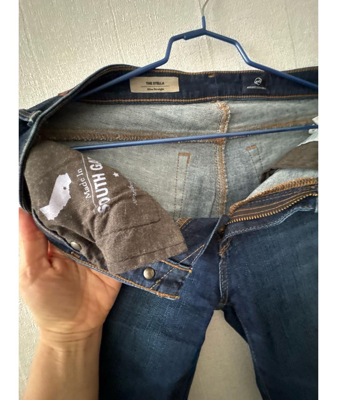 AG JEANS Темно-синие хлопко-эластановые джинсы слим, фото 3