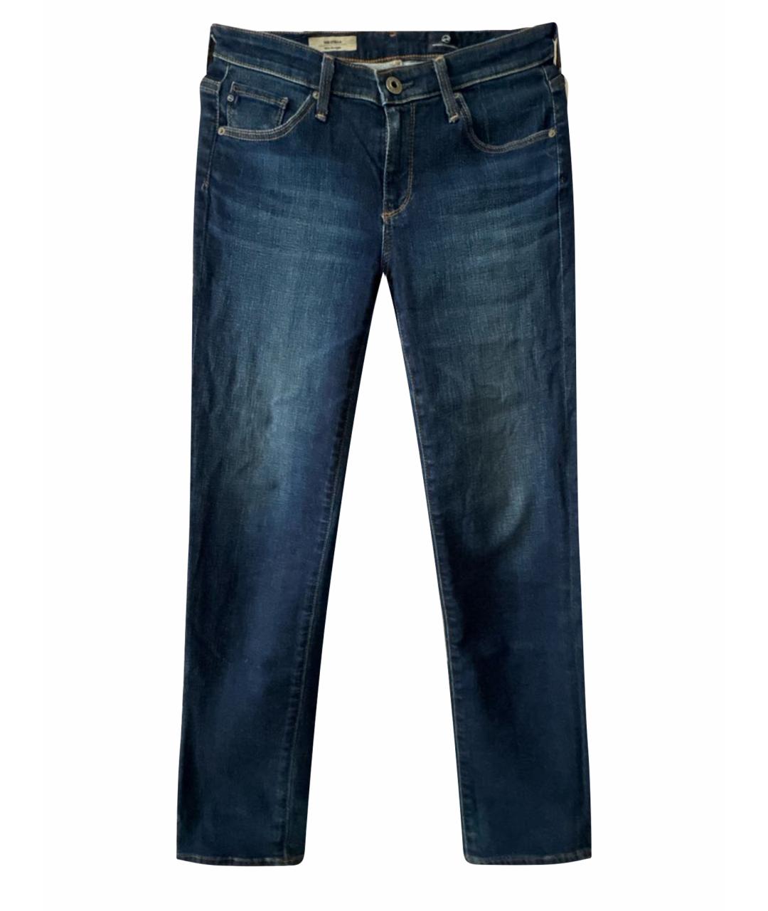 AG JEANS Темно-синие хлопко-эластановые джинсы слим, фото 1