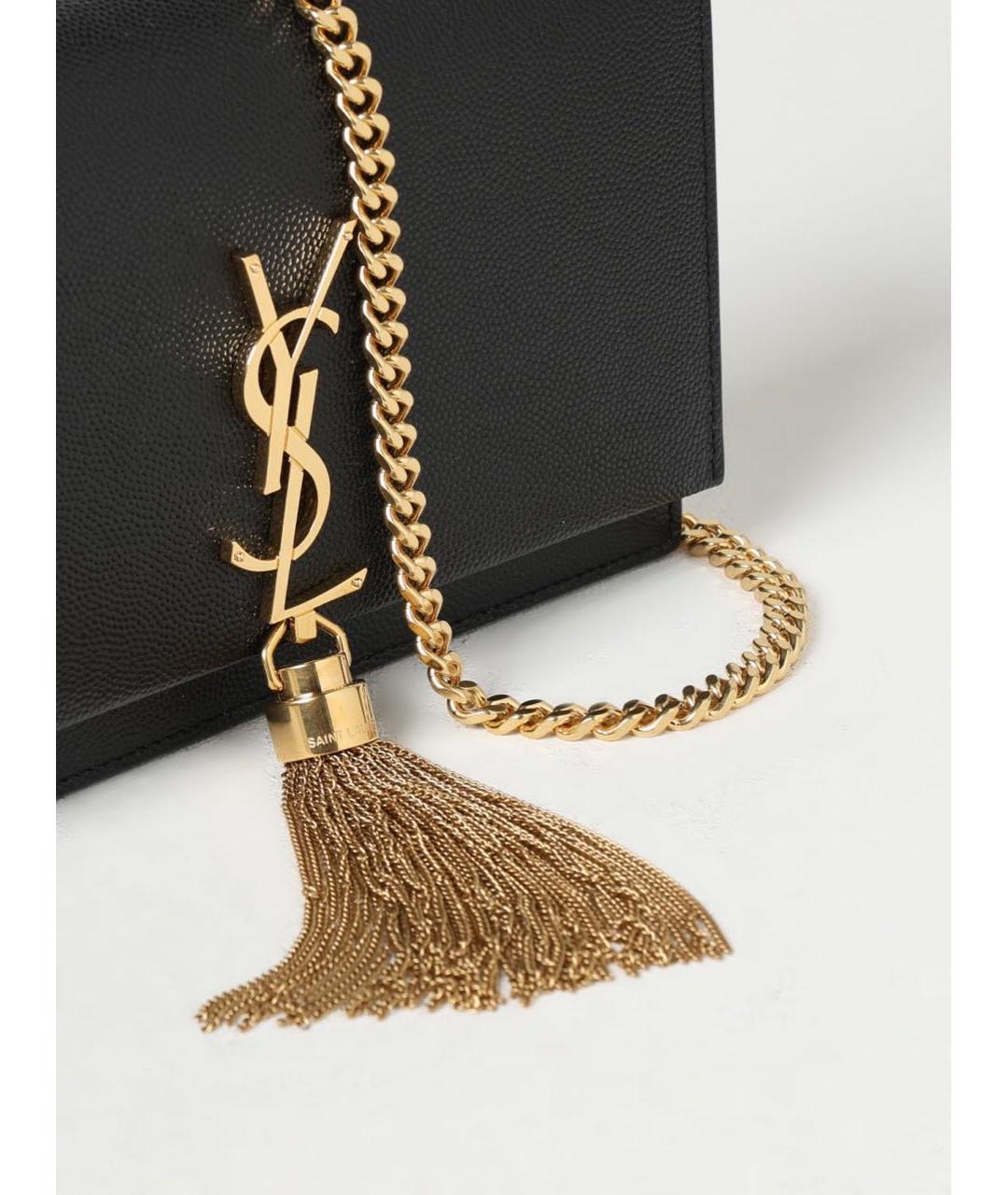 SAINT LAURENT Черная кожаная сумка через плечо, фото 4