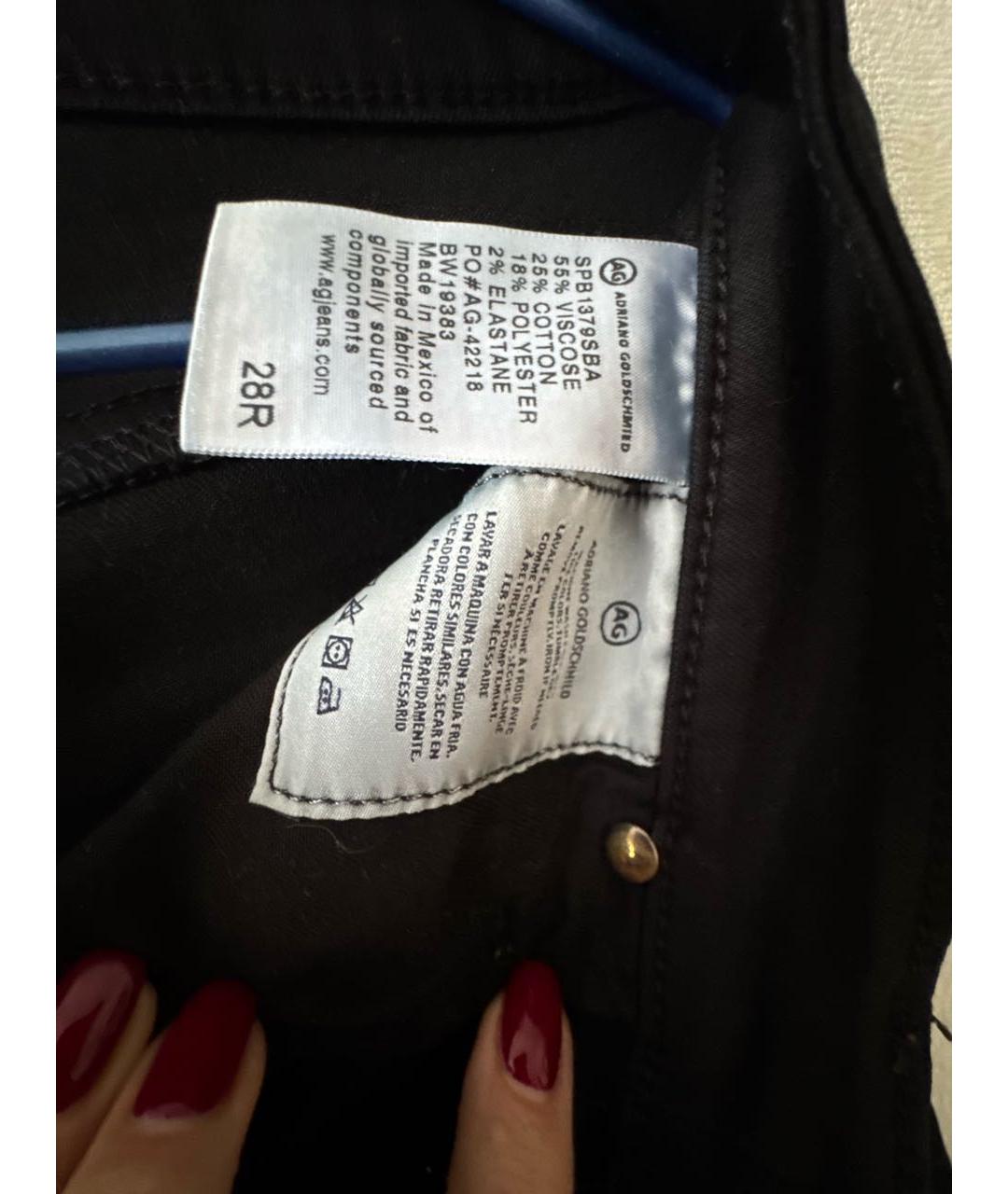 AG JEANS Черные хлопко-эластановые джинсы слим, фото 4