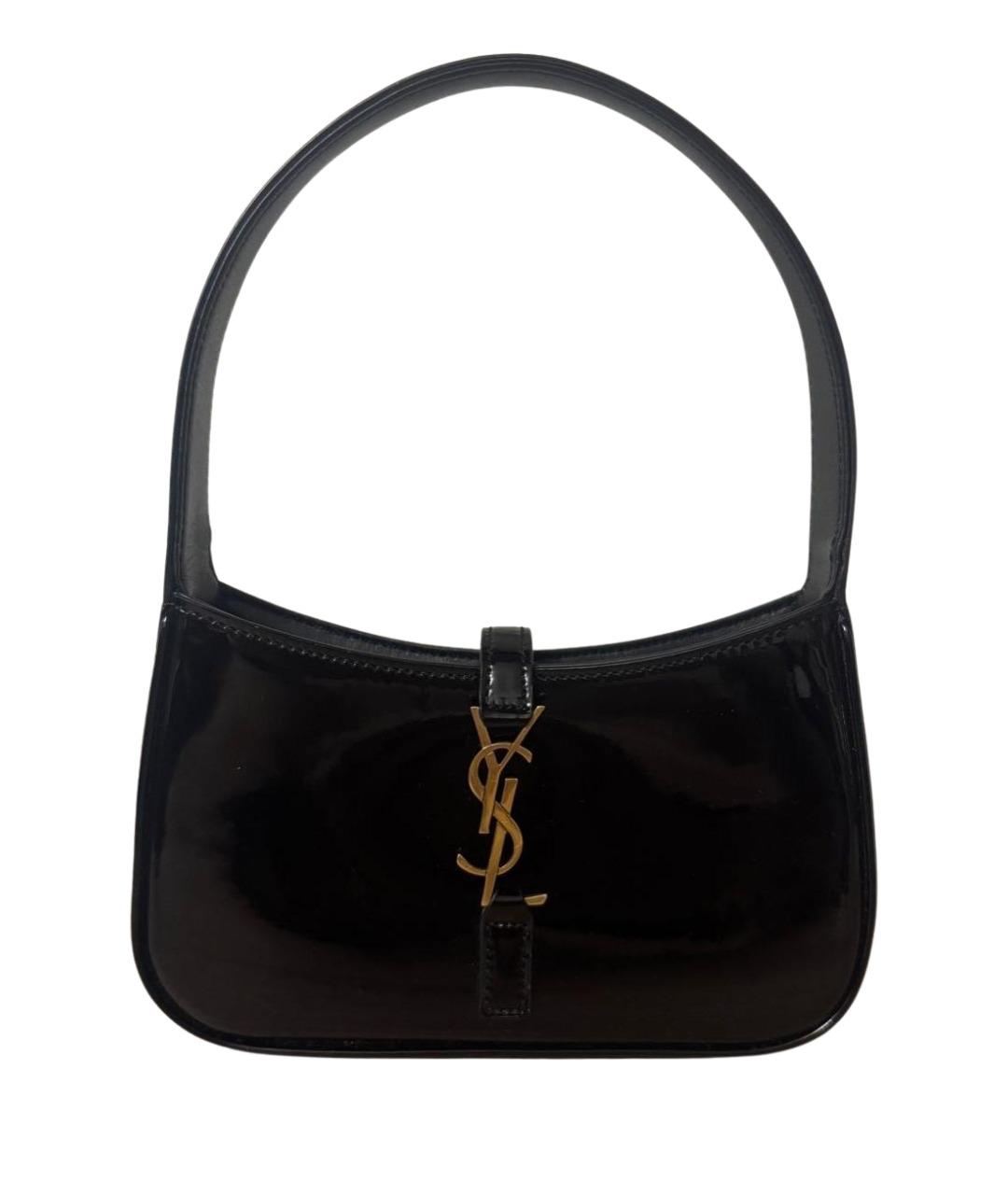 SAINT LAURENT Черная сумка через плечо из лакированной кожи, фото 1