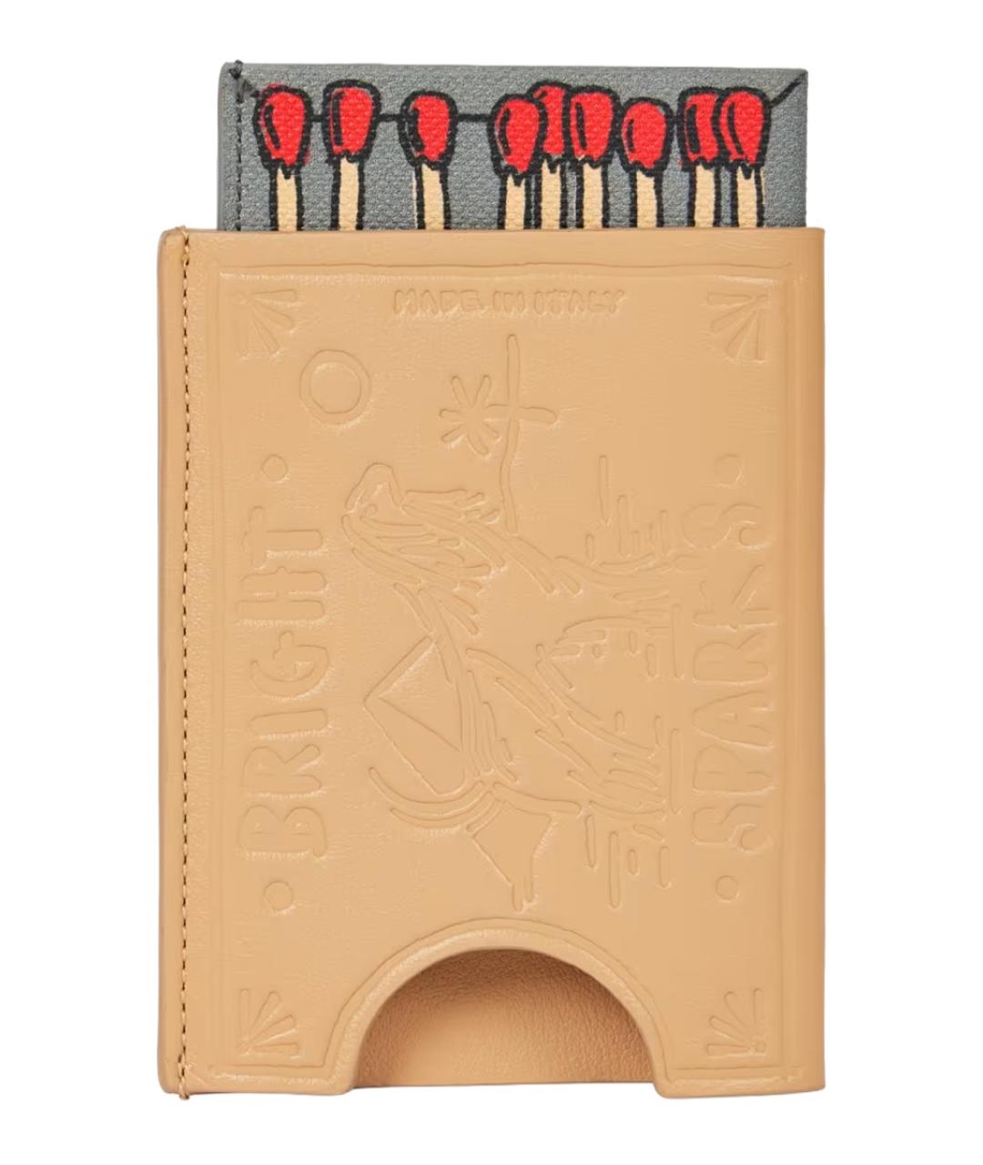 PAUL SMITH Бежевый кожаный кардхолдер, фото 3