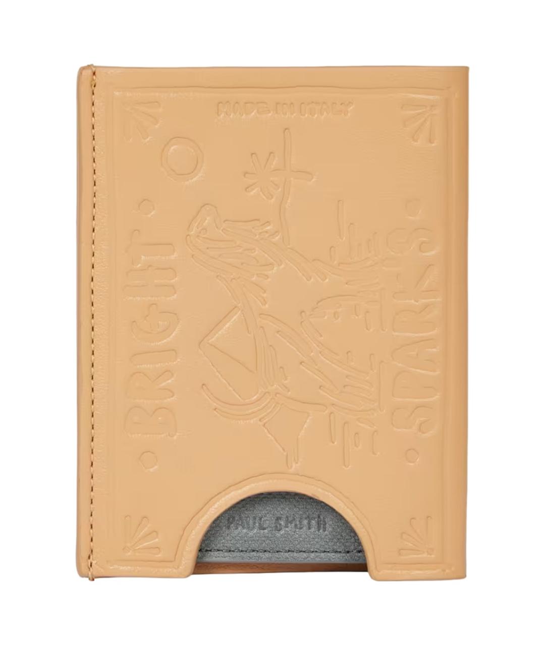 PAUL SMITH Бежевый кожаный кардхолдер, фото 1