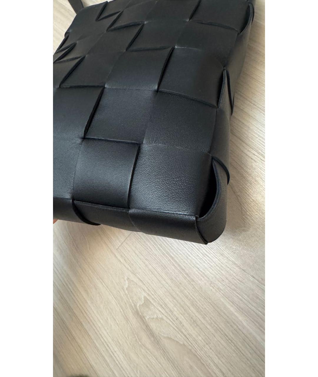 BOTTEGA VENETA Черная кожаная сумка через плечо, фото 4