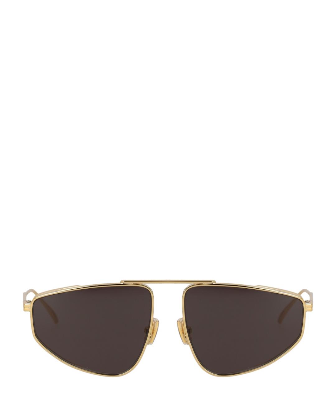 BOTTEGA VENETA Золотые металлические солнцезащитные очки, фото 1