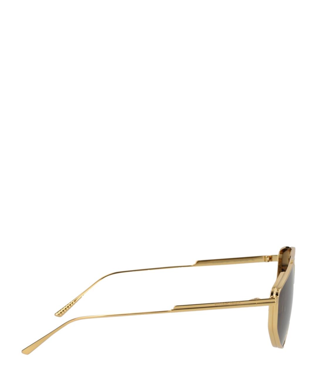 BOTTEGA VENETA Золотые металлические солнцезащитные очки, фото 3