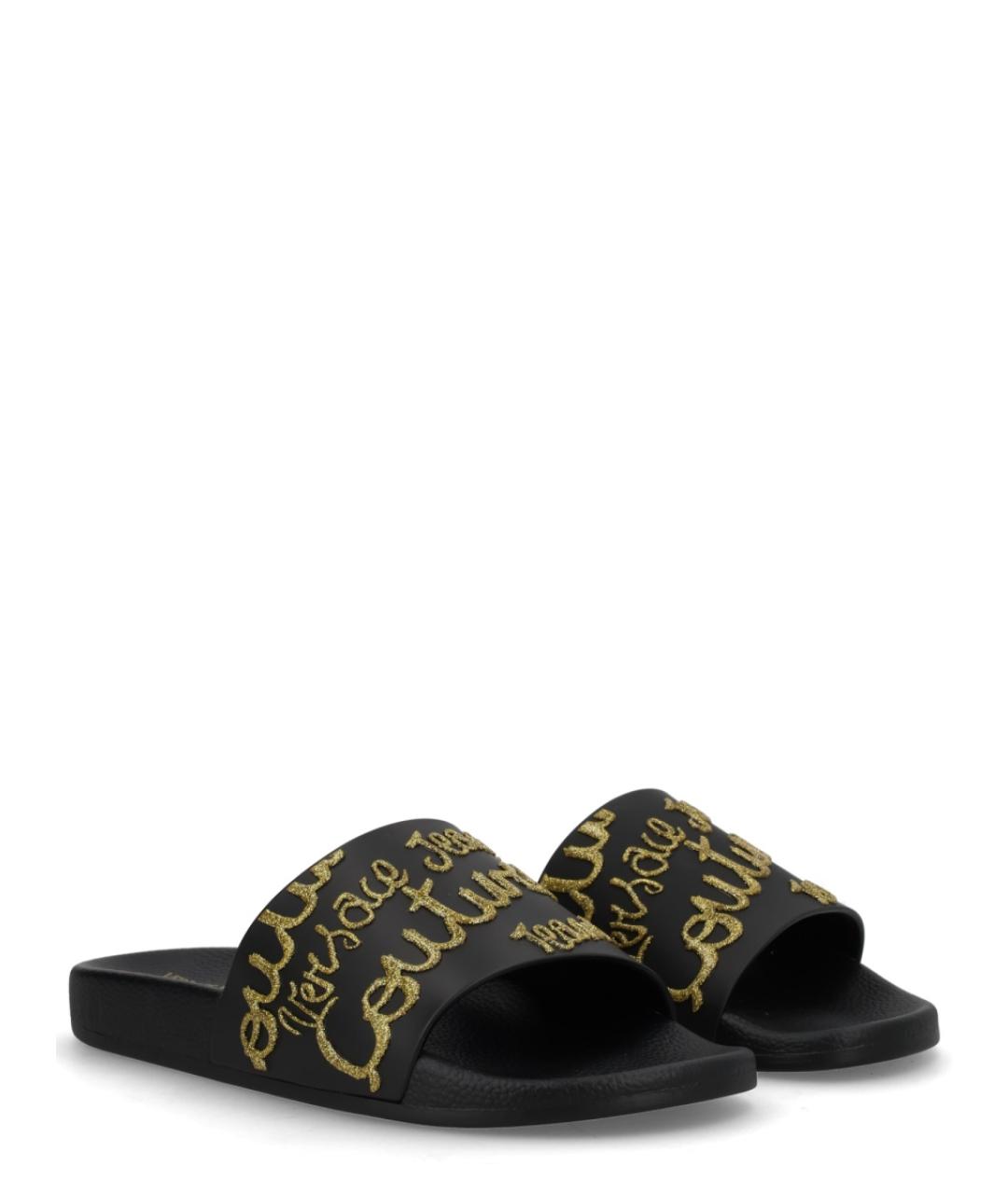VERSACE JEANS COUTURE Черные резиновые шлепанцы, фото 2